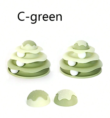 Jouet pour chat en forme de plateau tournant de crème glacée, piste interactive détachable avec balles-Couleur verte