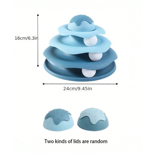 Jouet pour chat en forme de plateau tournant de crème glacée, piste interactive détachable avec balles-Couleur verte