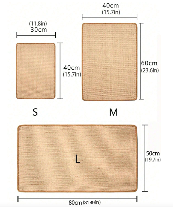 Tapis à Gratter Chat Sisal Naturel – Résistant & Anti-Rayures - 40x20 cm