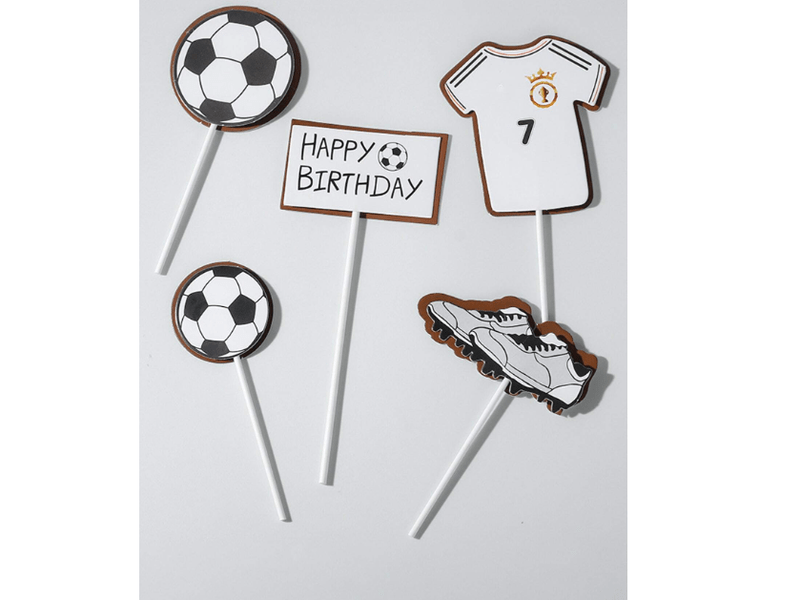 Ensemble de décorations de gâteau motif football, 6pcs