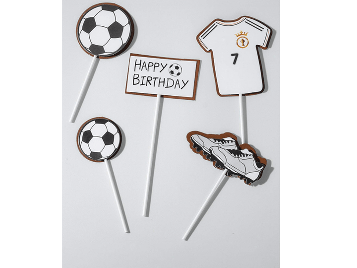 Ensemble de décorations de gâteau motif football, 6pcs