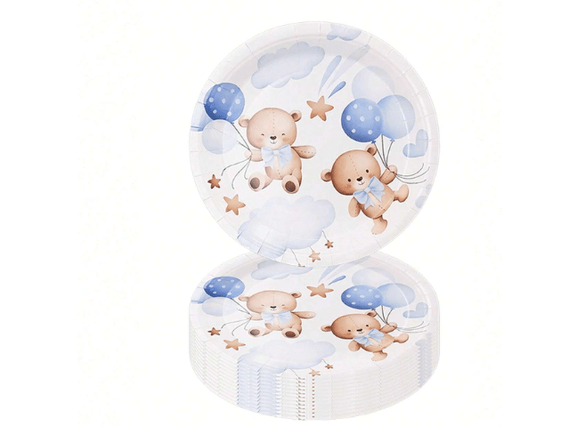 Assiettes en papier jetables, des assiettes en papier avec motif d'ours, 10 PCS