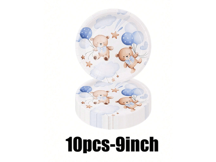 Assiettes en papier jetables, des assiettes en papier avec motif d'ours, 10 PCS