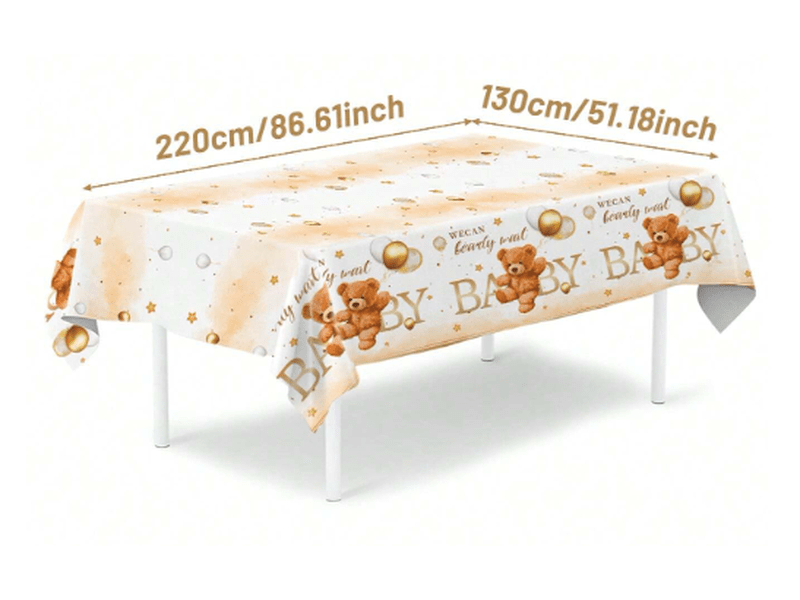 Nappe jetable – Thème ours mignon (130×220 cm)