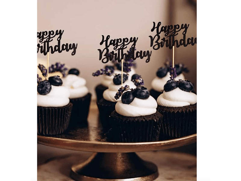 Décorations de toppers de cupcake slogan Happy birthday,12 pièces