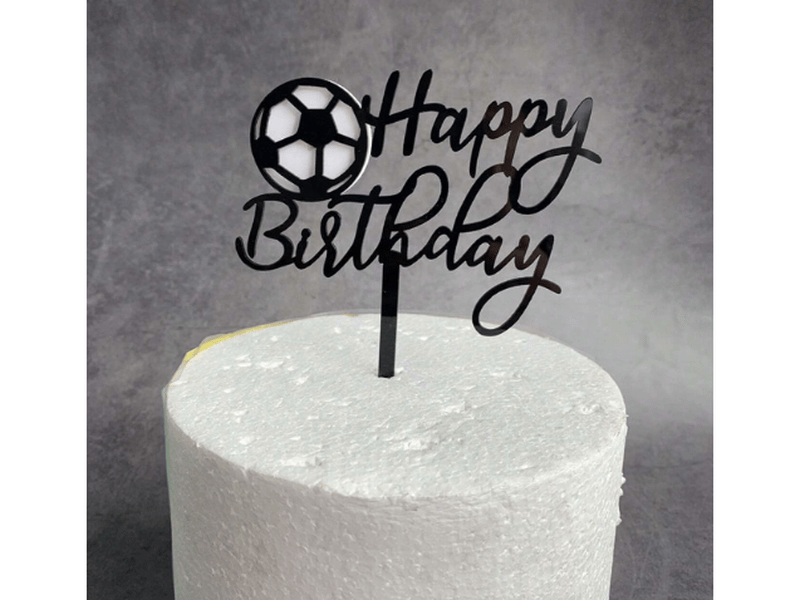 Figurine de gâteau d'anniversaire en acrylique motif football,