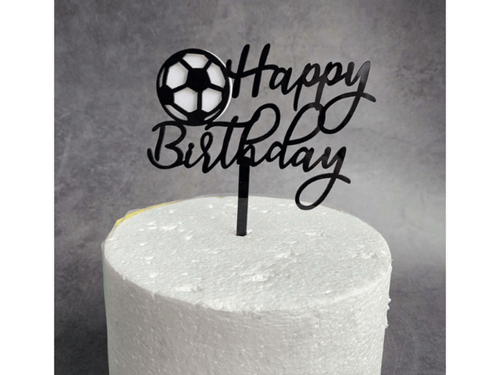 Figurine de gâteau d'anniversaire en acrylique motif football,