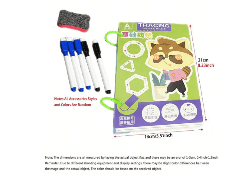 Montessori Cahier 128p – Réutilisable, dessin & contrôle formation