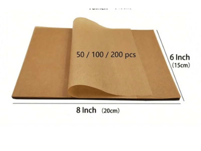 Papier cuisson antiadhésif 6x8 pouces – Feuilles pré-découpées - Lot de 100