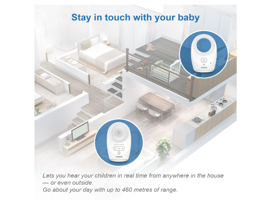 VTech - Babyphone Classic - faible émission d'ondes, portée de 460 mètres