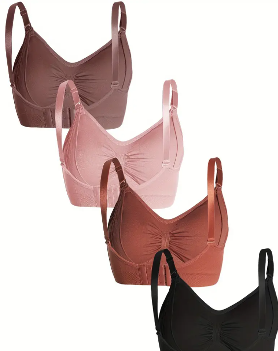 Lot de 4 Soutiens-Gorge Allaitement – Ouverture Facile