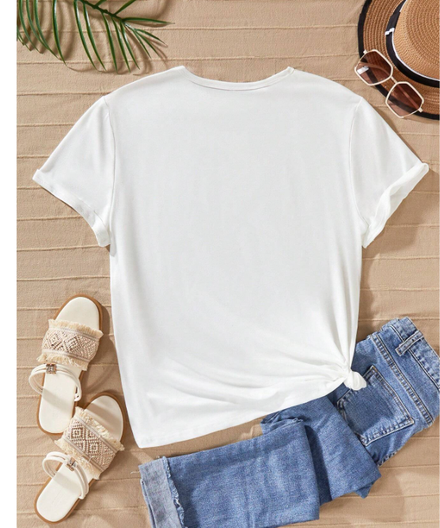 T-shirt Fille Ado Été – Col Rond Imprimé Dessin Animé