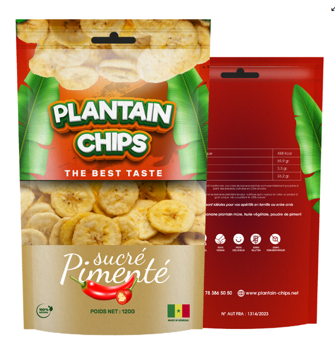 PLANTAIN CHIPS - Chips de Bananes Plantain Sucré pimenté - 120g