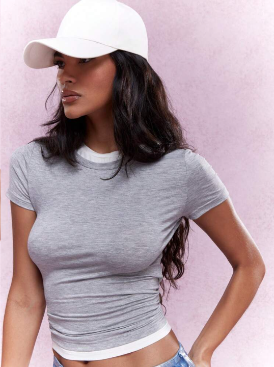 T-shirt ajusté à double couche en jersey L