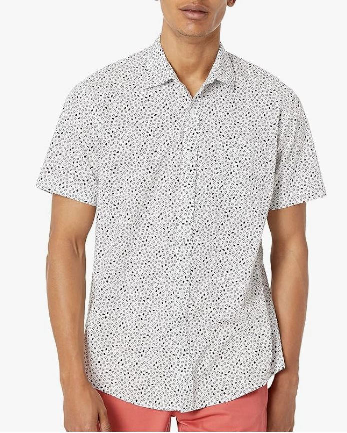 Amazon Essentials Chemise Imprimée à Manches Courtes Coupe Régulière Homme, taille S