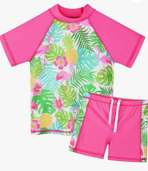 Maillot de bain pour petite fille , rose vert