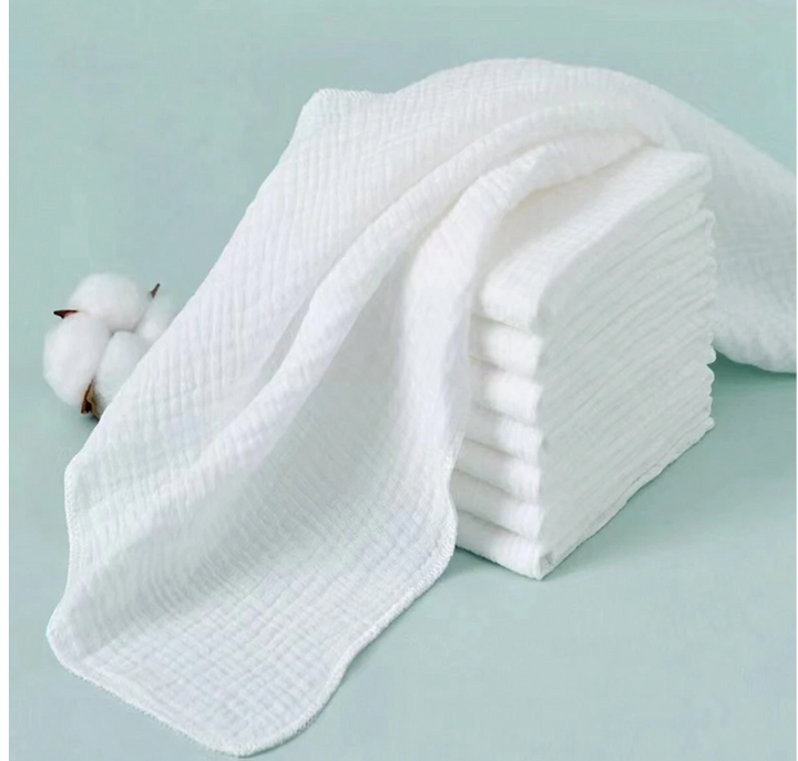 8 pièces Serviette de bébé douce, absorbante, réutilisable et lavable en double couche