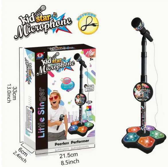 Microphone avec Support Karaoke Chanson Instrument de Musique