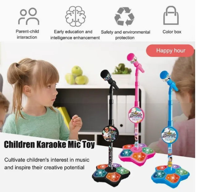 Microphone avec Support Karaoke Chanson Instrument de Musique