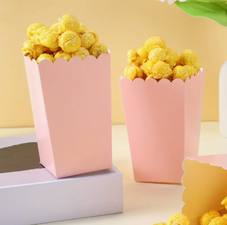 lot de 25 boîtes à pop-corn rose clair, boîtes alimentaires, boîtes pour frites, gobelets à pop-corn