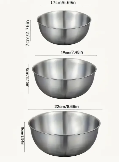 Ensemble de 3 bols bol à salade en acier inoxydable