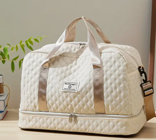 Sac de voyage en nylon de style décontracté beige