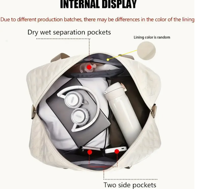 Sac de voyage en nylon de style décontracté beige