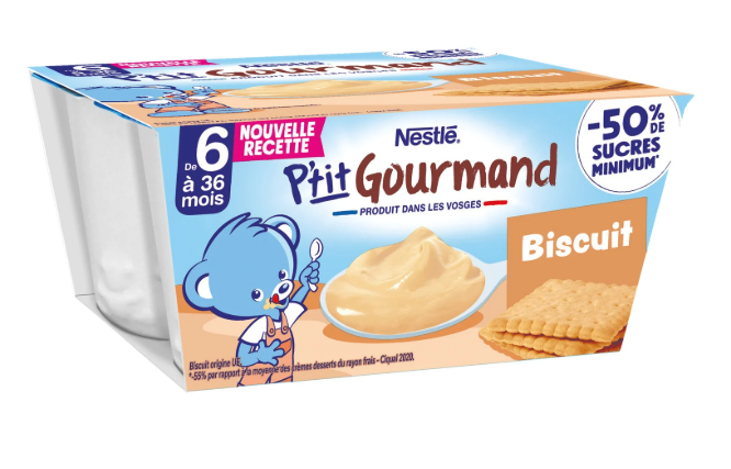 Nestlé - P'tit gourmand saveur biscuit de 6 à 36 mois - 4 X 100g
