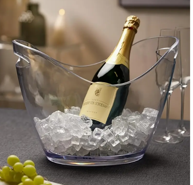 Grand Seau à Glace en Acrylique Transparent avec Base Solide