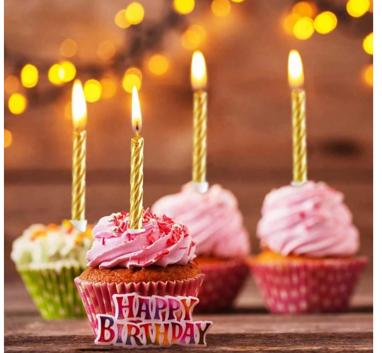 Bougies d'anniversaire dorée pour adultes,10 pièces