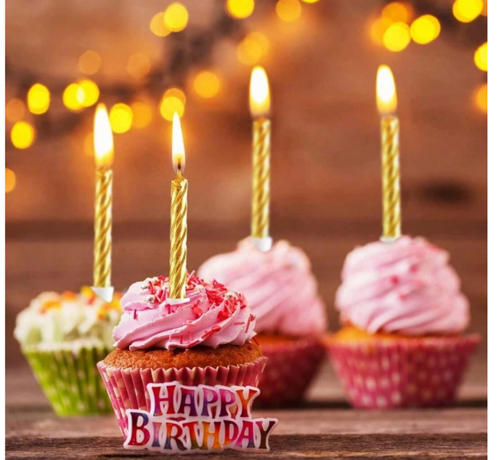 Bougies d'anniversaire dorée pour adultes,10 pièces