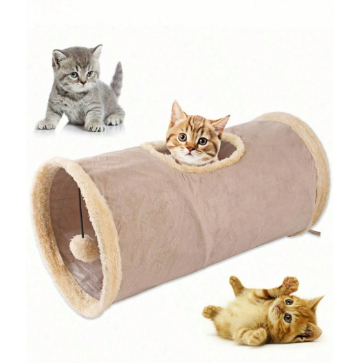 Tunnel pour chat avec pompon. Jouet pour chat/chien