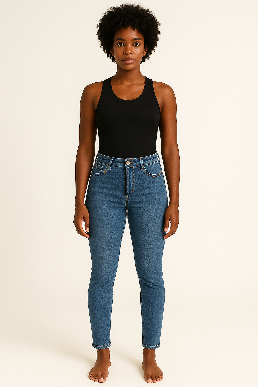 LD STYLE - Jeans couleur bleu pour femme