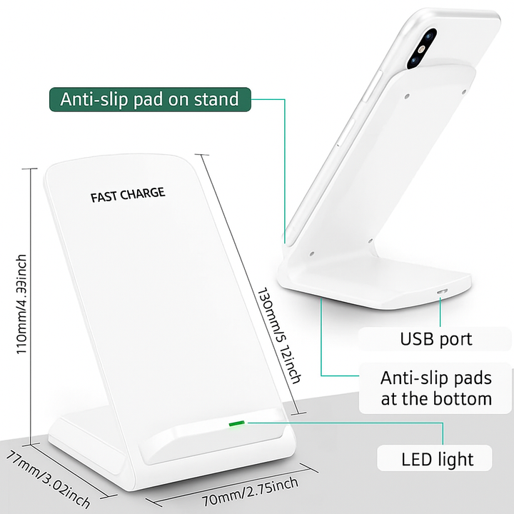 Chargeur Sans Fil Qi Fast – Compatible iPhone et Samsung