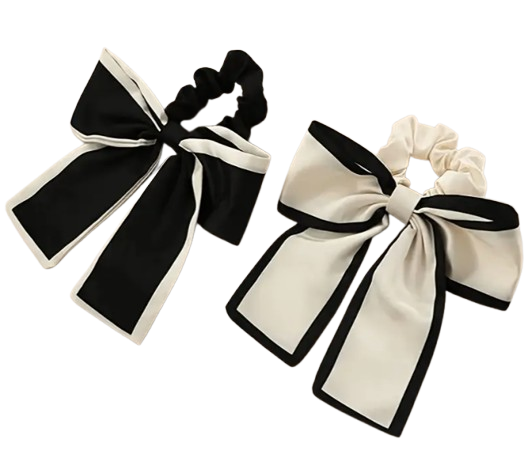 Chouchou Femme à Nœud – Noir & Blanc, Élégant et Pratique Dialy - Dakar