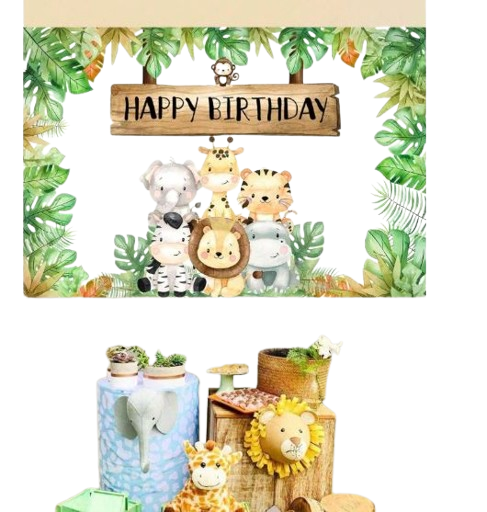 Décor de fond anniversaire – Thème animaux de la jungle Dakar - Dialy