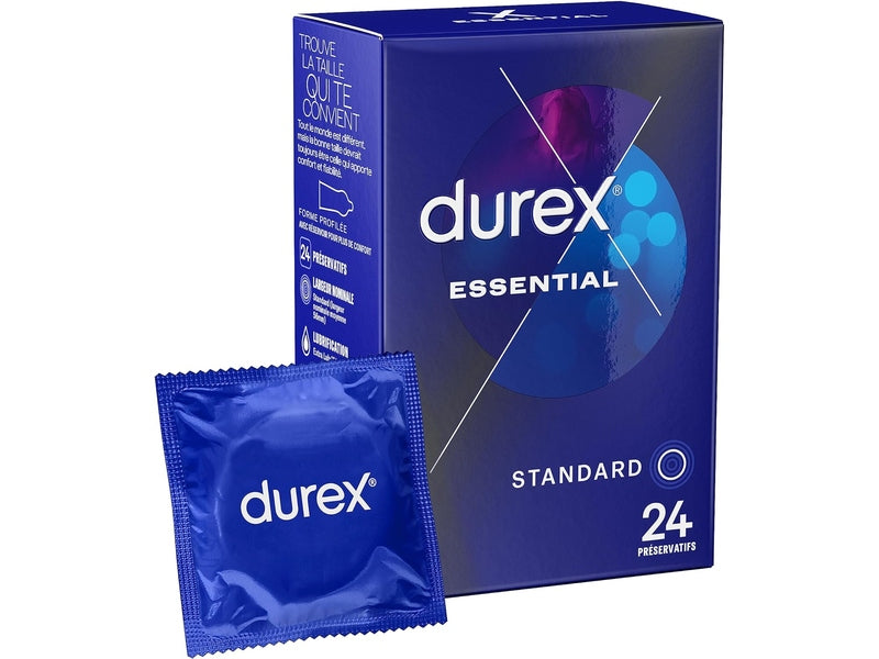 Durex Essential - Préservatifs extra lubrifiés, 24 pièces. Disponible sur Dialy.sn
