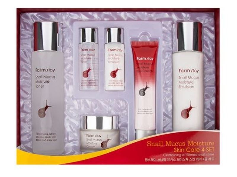 Lot de 4 soins hydratants pour la peau au mucus d'escargot Farm Stay