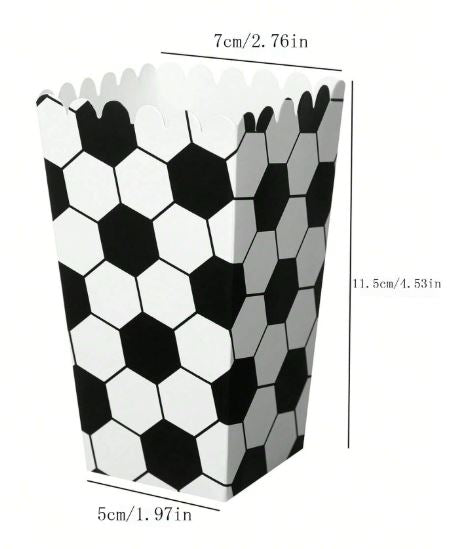 Boîtes à pop-corn imprimées avec un motif de football pour les fêtes, 20  pièces