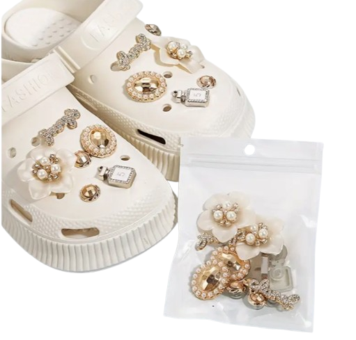 Fermoirs Déco Crocs – Lot de 2, Style Perle & Strass Rose Dialy - Dakar