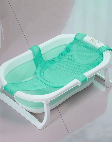 Bain En T Antidérapant Pour Bébé - Filet De Tapis Maille Blanc Avec Sangles Ajustables, Siège Confortable 0-12 Mois