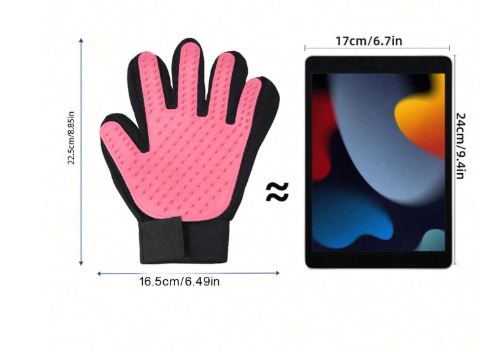 Gant Toilettage BLEU avec Brosse – Chats & Chiens, Poils Faciles à Retirer