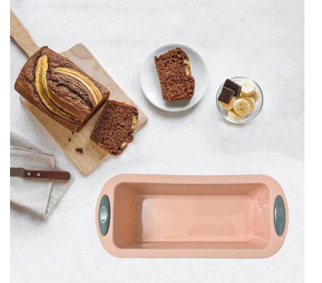 lot de 2 Moules pain et gâteau silicone - cuisson pâtisserie maison pratique, blanc