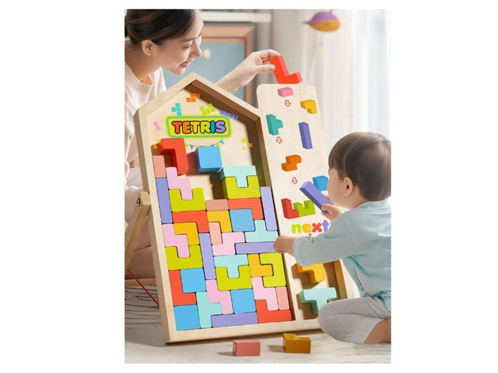 TETRIS en Bois – Puzzle 3D Éducatif Coloré 4 à 10 Ans