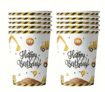 Gobelets en papier – Thème construction jaune (20 pièces) Dialy - Dakar