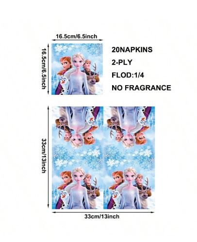 Vaisselle anniversaire thème Frozen – Ensemble - 51 pièces