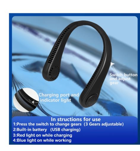 Ventilateur de Cou Portable – Mains Libres et Rechargeable