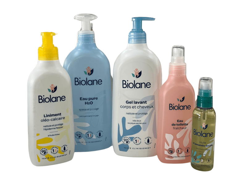 BIOLANE - Gamme  Bébé Avec une Peaux Sensibles + Sac Mustela Offert et Tapis à Langer