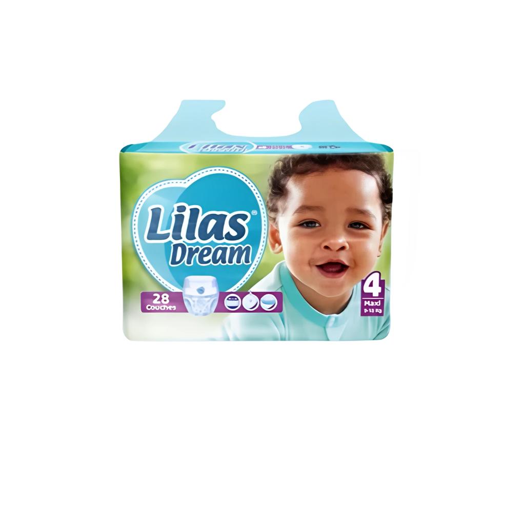 LILAS DREAM - Couches bébé taille 4 maxi (9-18kg) - Lot de 5 X de 28 couches DAKAR DIALY