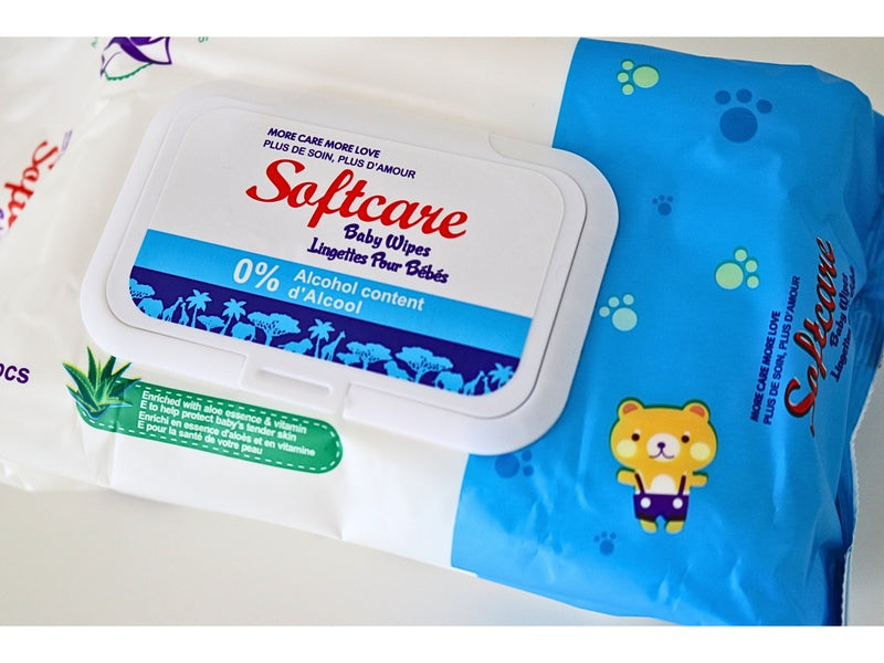 SOFTCARE – Lingettes bébé sans alcool – Lot de 80 pièces – Douces & hypoallergéniques